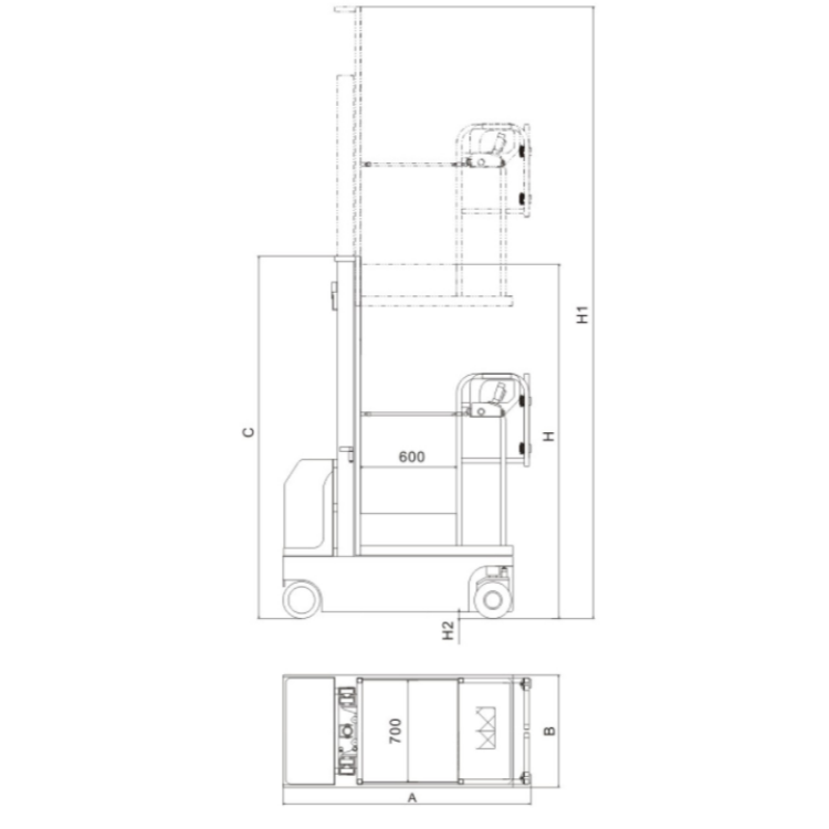 0.3Ton(661.39lb) 4-6M(13.12/19.69ft) Whole-electromotion Aerial Order Picker - Image 2